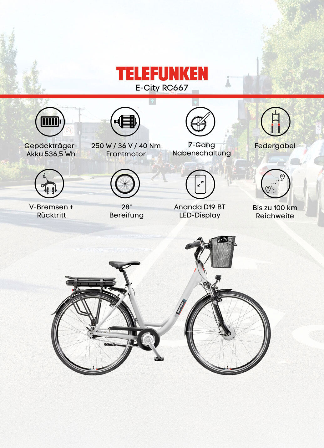 City-E-Bike RC667 von TELEFUNKEN