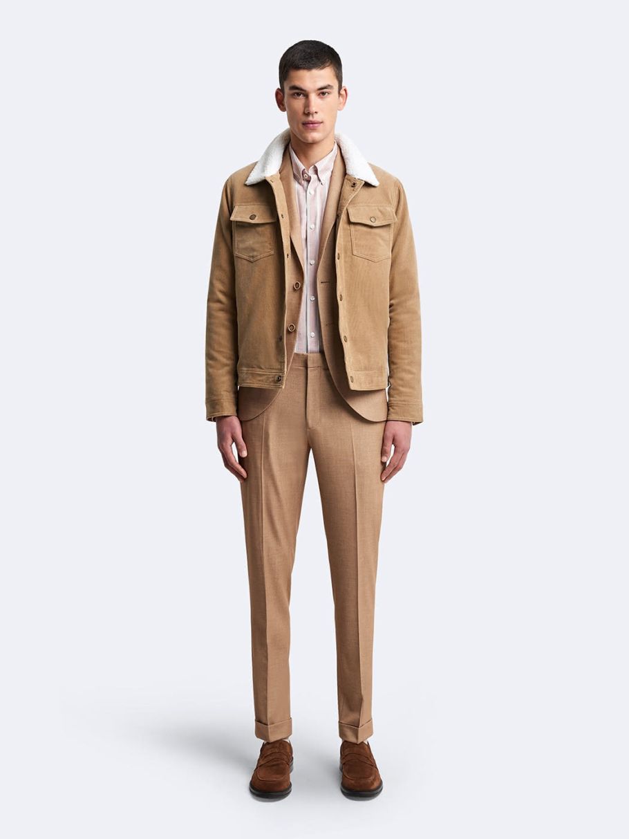Blouson en velours côtelé col sherpa