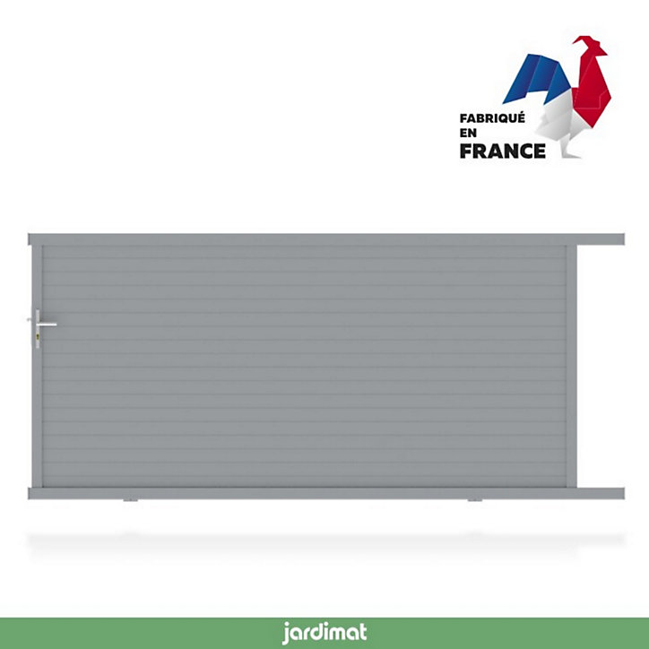 Portail Jardimat coulissant aluminium Auteuil gris 400 x h.156 cm