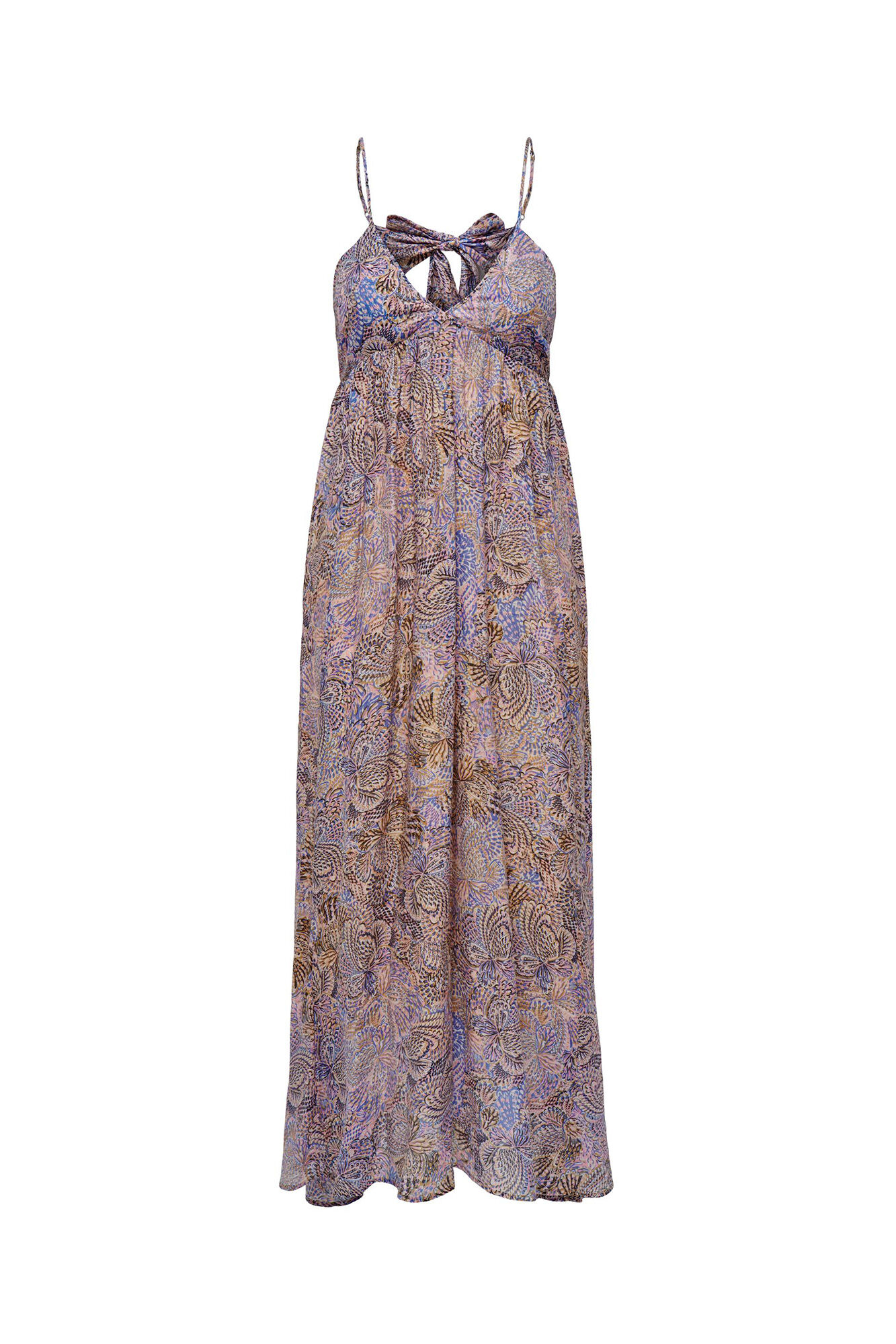Vestido longo estampado com costas abertas