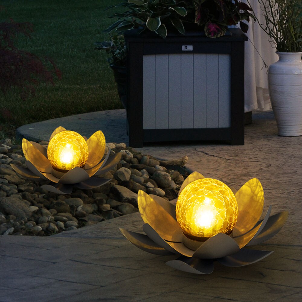 2er Set LED Solarleuchte, Lotusblume, 25 cm