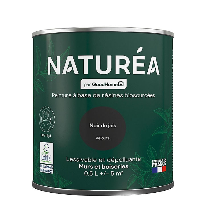 Peinture murs et boiseries Naturéa par GoodHome noir de jais velours 0.5L