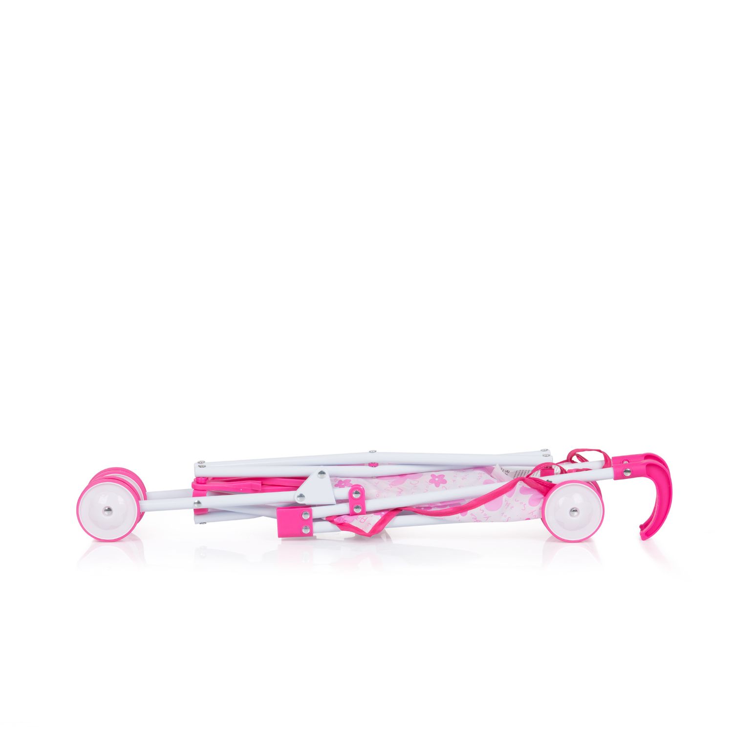 Chipolino, Puppenbuggy Didi, mit Doppelrädern, zusammenklappbar, Sicherheitsgurt rosa Blumen