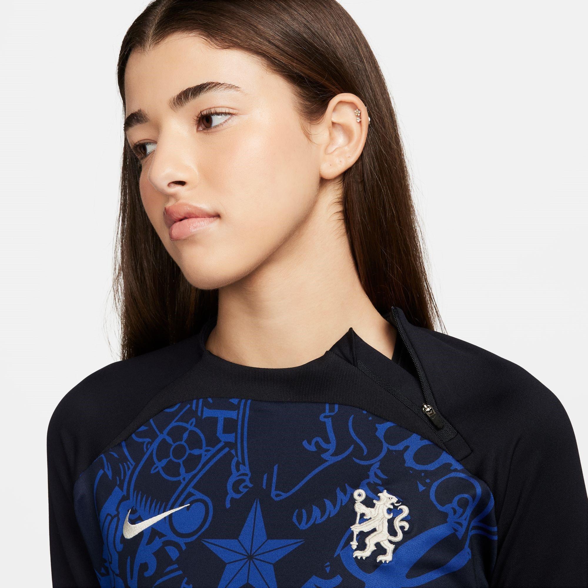 Nike Chelsea Dri FIT Strike Drill Performance Quarter Zip Long Sleeve Top Womens