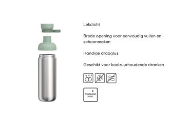 Mepal Vita RVS waterfles 900 ml – Nordic sage
