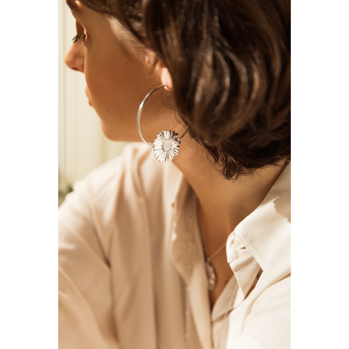 boucles d'oreilles créoles fleurs plaqué argent - MAÏA