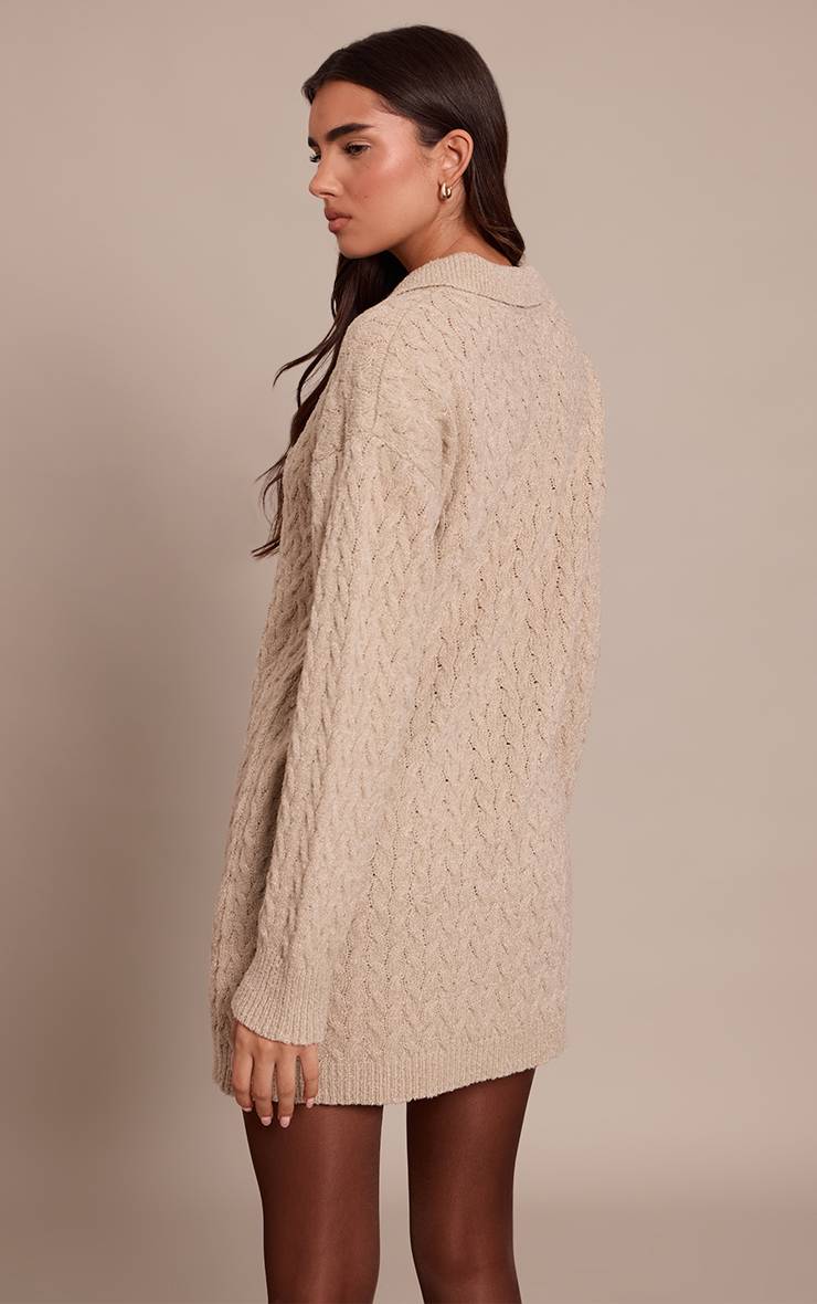 Avoine Robe Chemise Mini En Maille Torsadée Bouclée