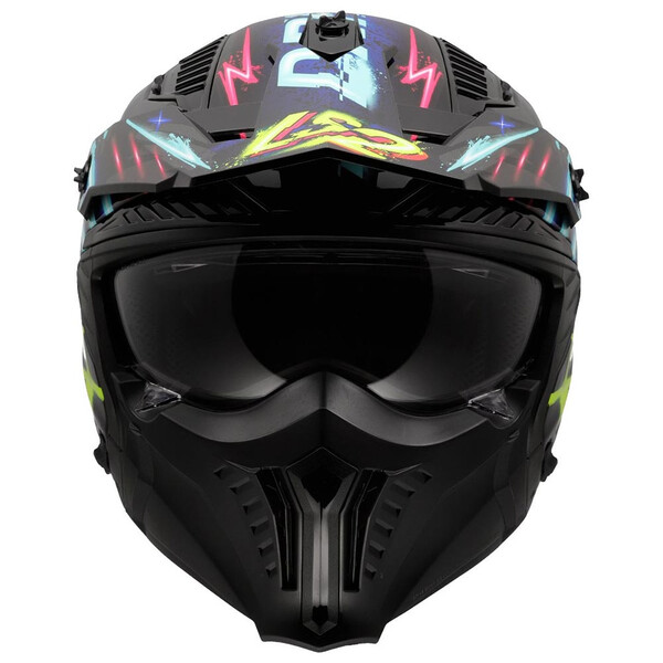LS2 - Casque OF606 Drifter Rayz Noir / Bleu / Jaune fluo / Rose / Brillant
