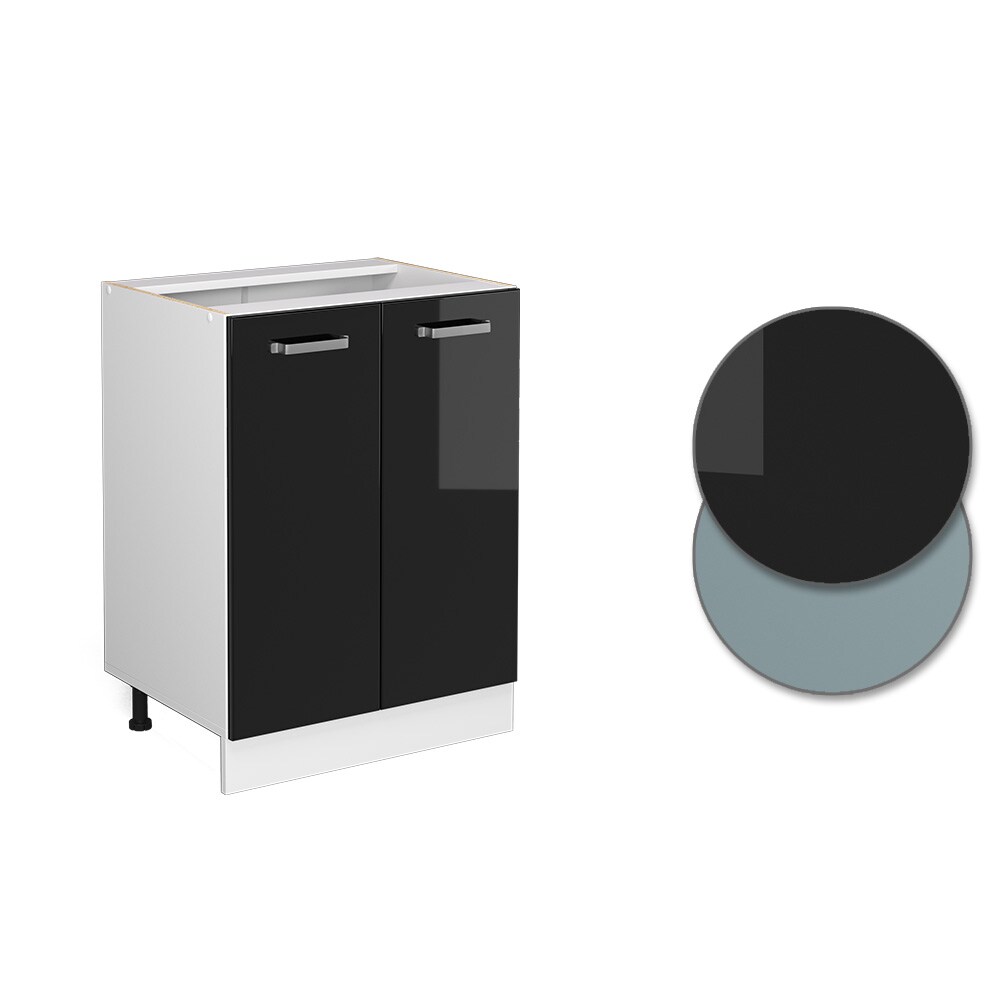 Vicco Unterschrank Küchenschrank R-Line Solid Weiß Schwarz 60 cm modern