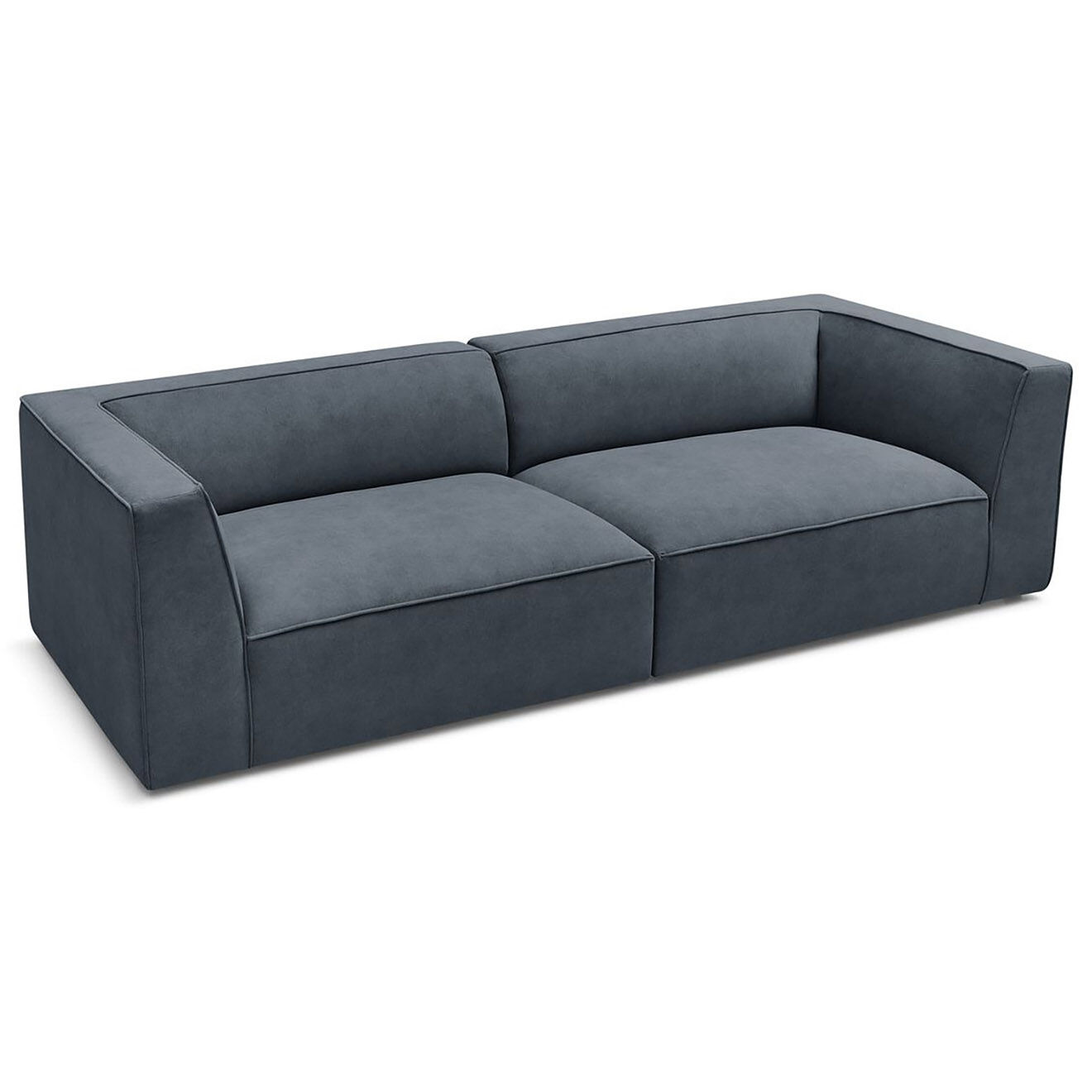 Bobochic Canapé droit fixe 4 places en Velours Molière gris foncé - 273x99x71 cm