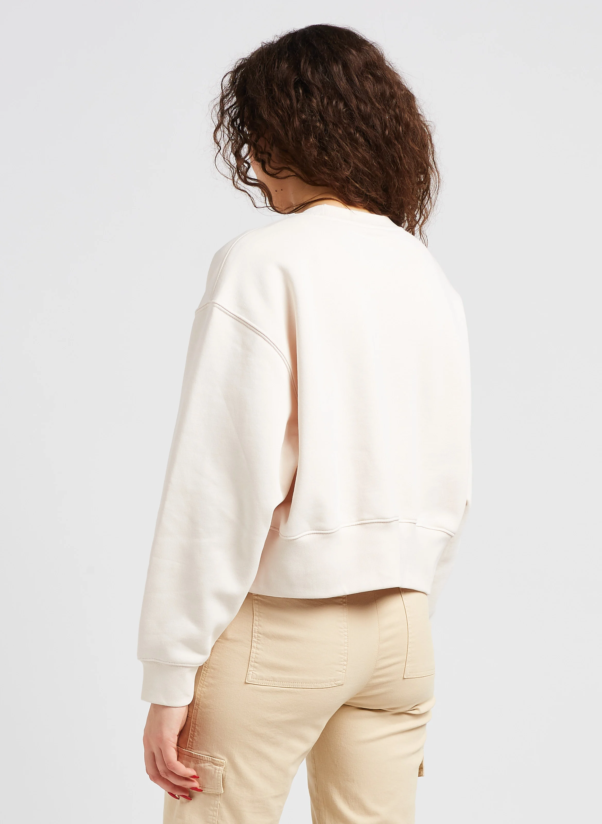 Sweatshirt col rond molletonné| Beige
