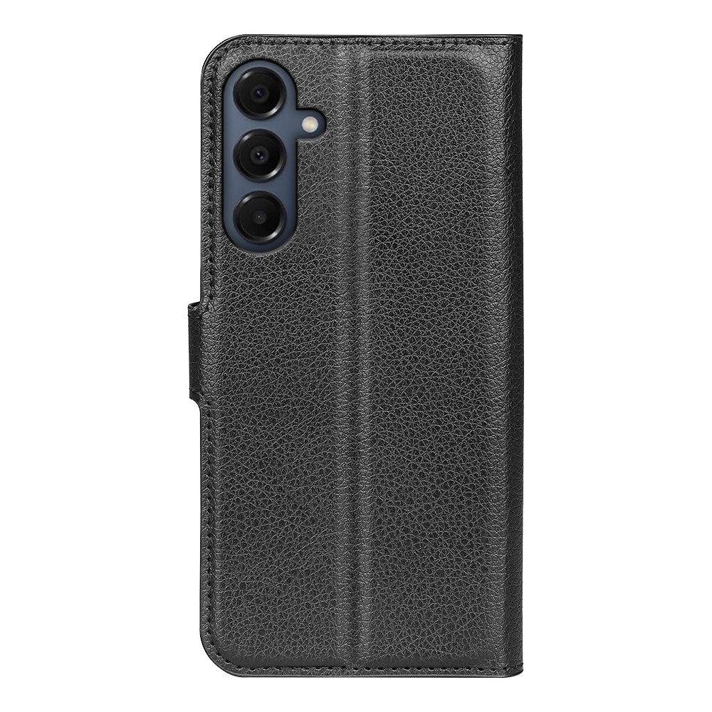 Samsung Galaxy A17 Leder Tasche Flip Cover Litchi Look - Schwarz
