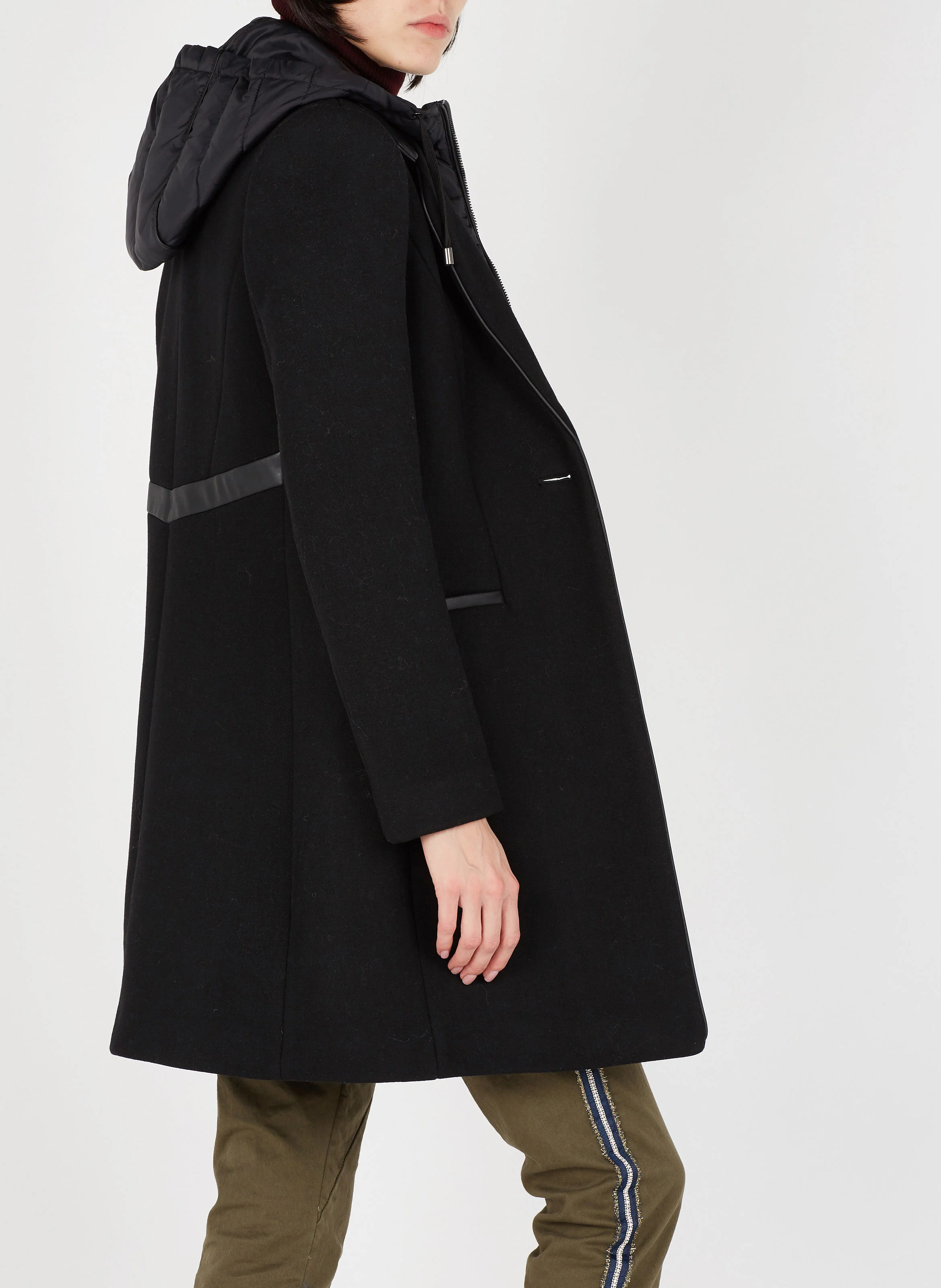 Manteau col tailleur à doudoune intégrée | Noir