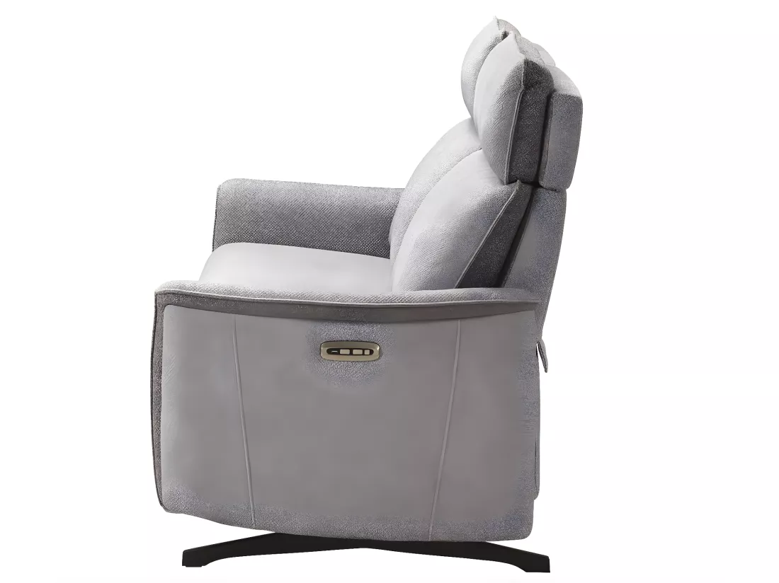 Canapé de relaxation électrique tissu chiné Riloza-Couleur Gris clair-3 places relax électrique