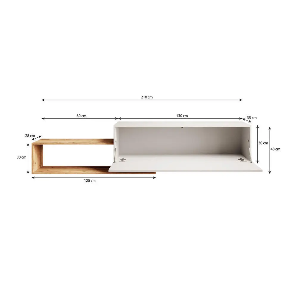 Meubella - TV-Meubel Valdix - Wit - Eiken - 210 cm