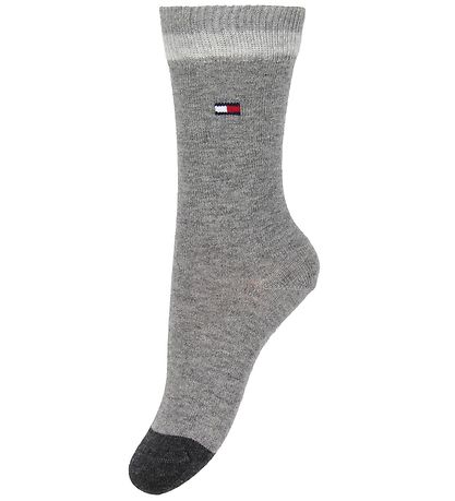 Tommy Hilfiger Strømper - 2-pak - Stripe - Sortstribet/Gr?melere