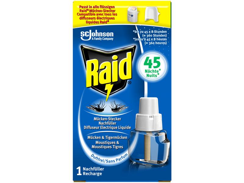 Raid Mückenstecker 45 Nächte Nachfüller, 27 ml Mückenschutz-Elektroverdunster-Nachfüller