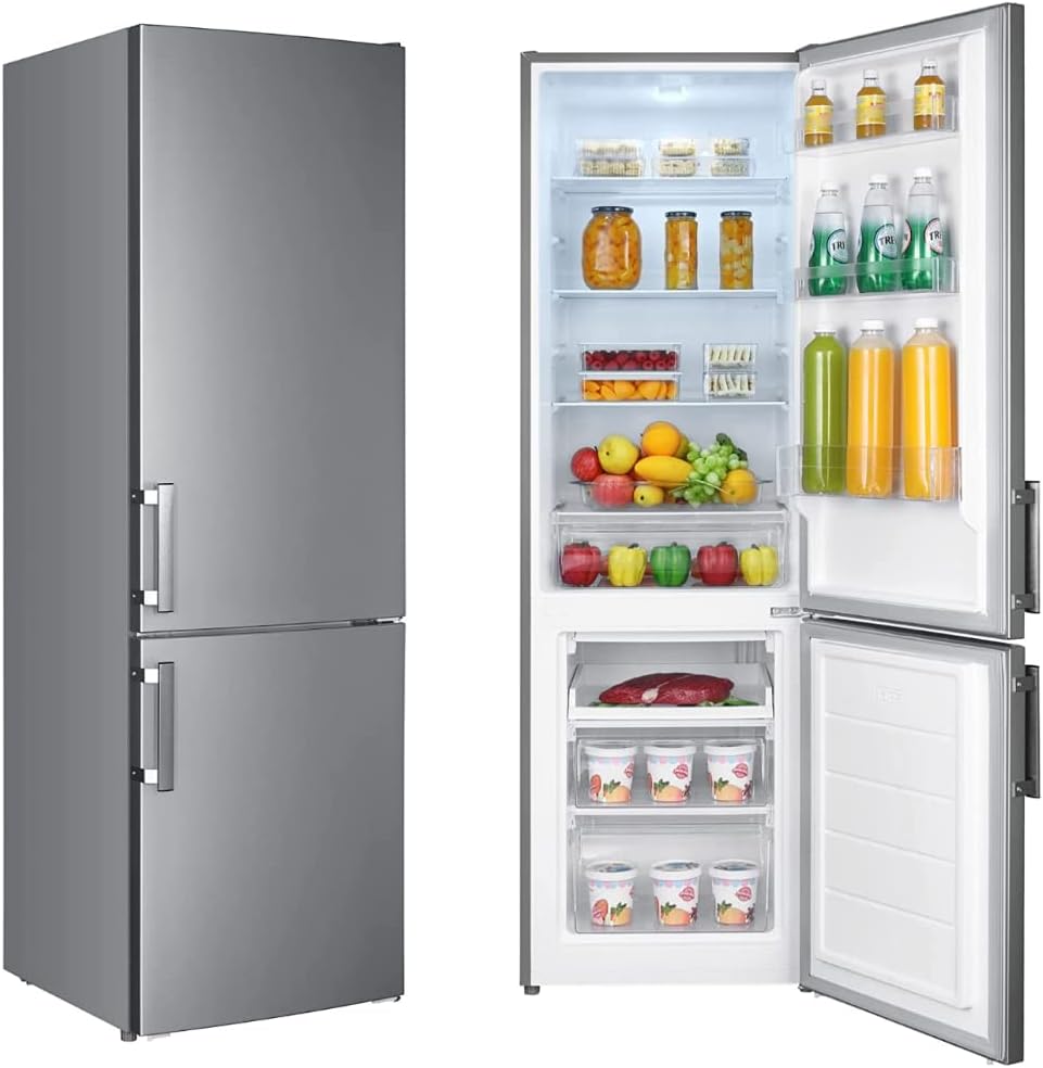 WOLKENSTEIN KGK280D Stand Kühl-Gefrierkombination | Inox Design | 180x55cm | 191L Kühlen+71L Gefrieren | Leiser Betrieb 40dB | Energieverbrauch 168kWh/Jahr | Silber