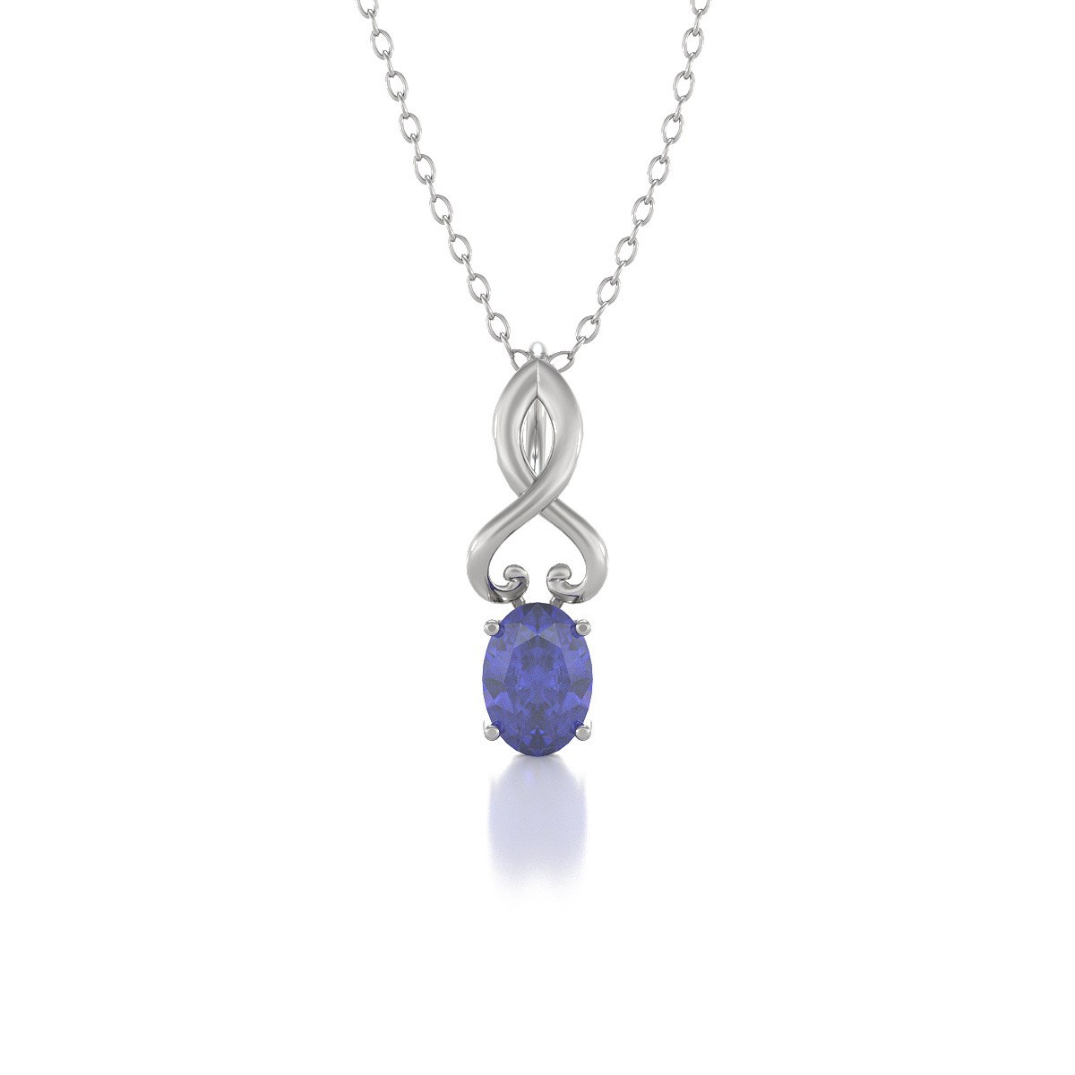 Collier Tanzanite en Or Blanc | 0.85gr | Pendentif Chic avec Chaîne en Or - Aden