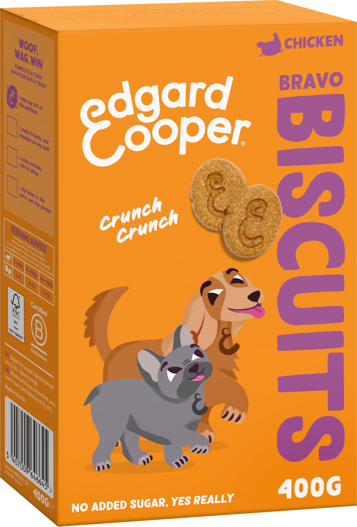 Edgard & Cooper hondensnack Bravo Biscuits adult kip 400 gram