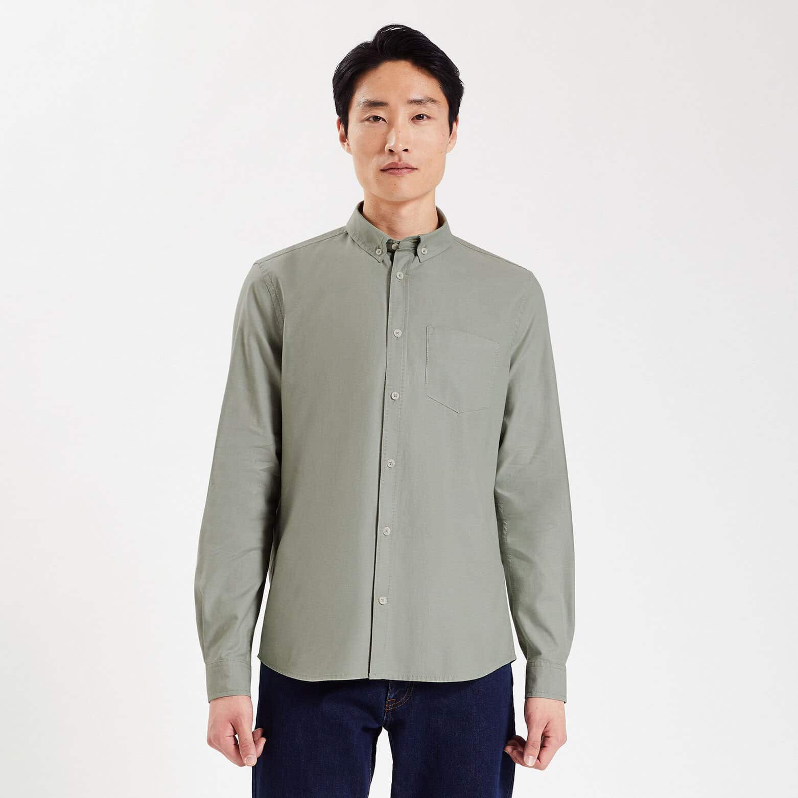 Chemise oxford unie 'le parfait by JULES' coton bi Vert kaki