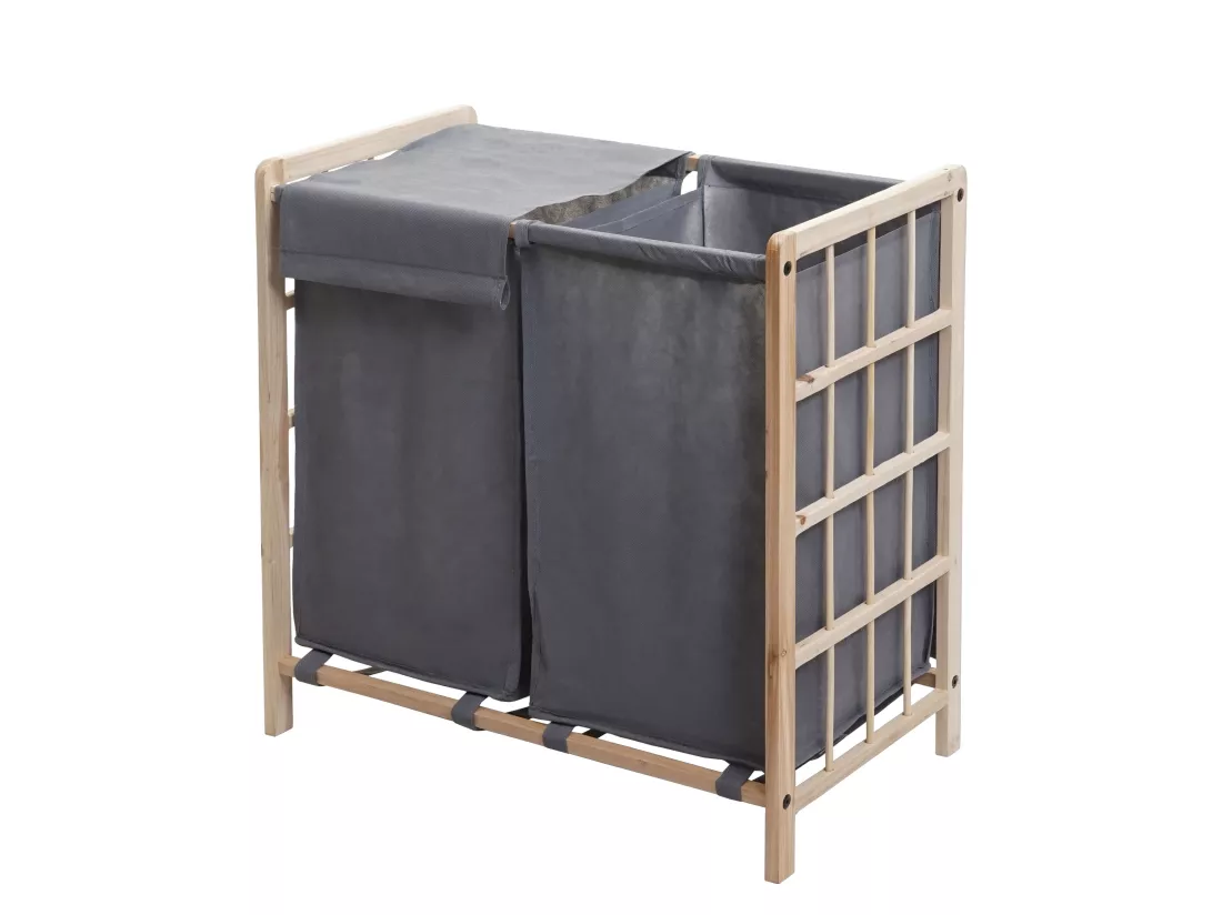 Collecteur de linge MCW-B60, brun clair, couvercle gris