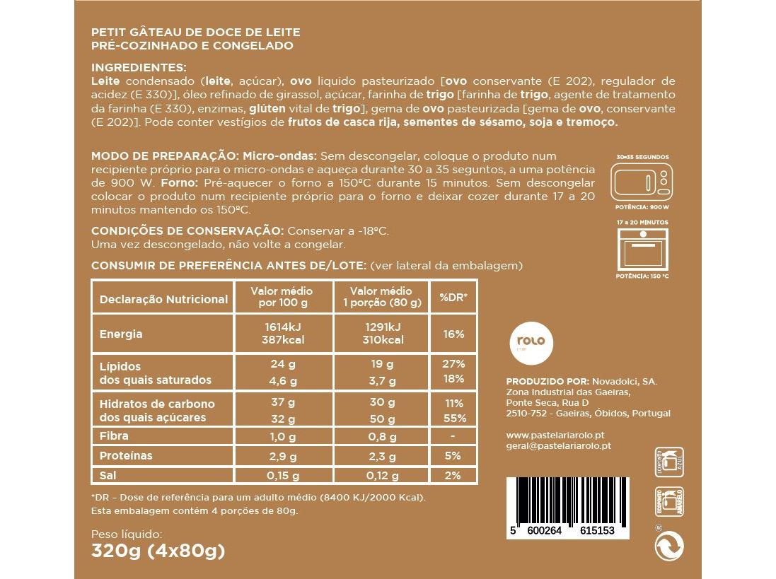 PETIT GATEAU NOVADOLCI DOCE DE LEITE 320G