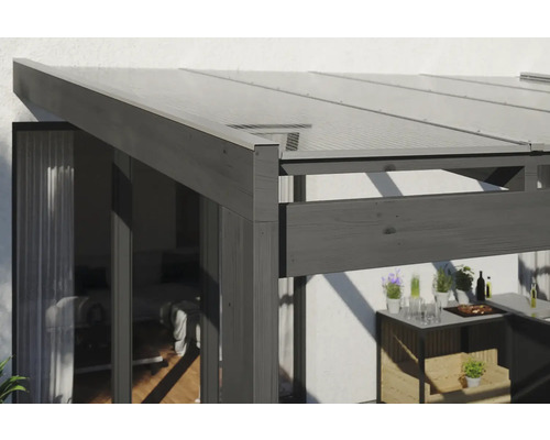SKAN HOLZ Novara terrasoverkapping met paalbeugels 450x259 cm grijs