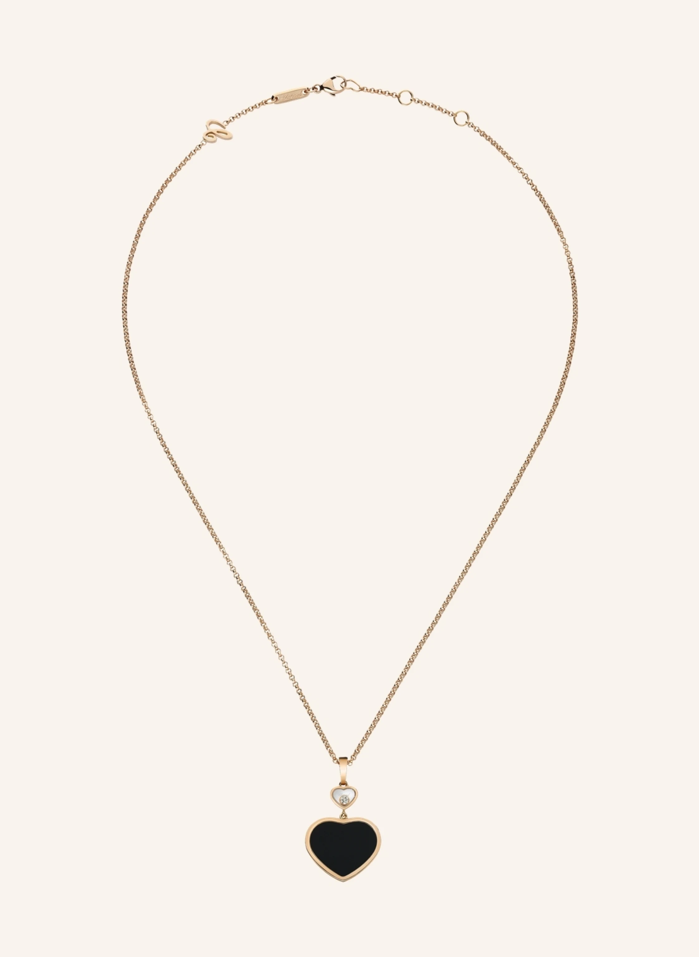 Chopard Anhänger HAPPY HEARTS Anhänger aus 18 Karat Roségold, Diamanten und Onyx