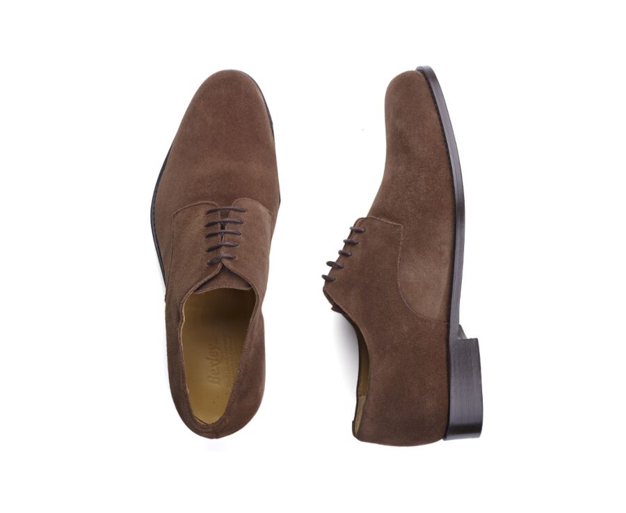 Derbies homme Velours havane semelle cuir - DOVER