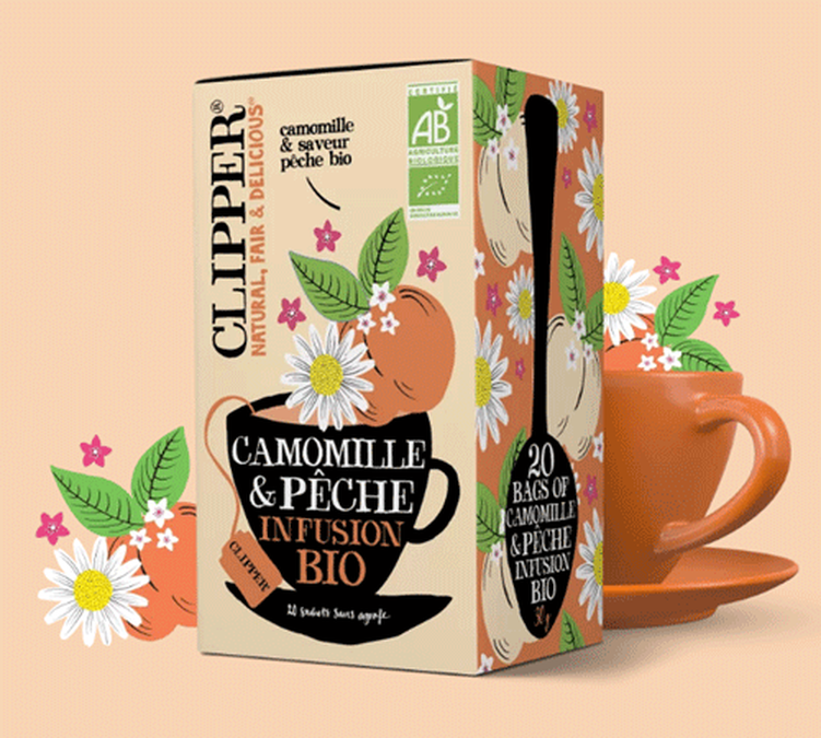 Infusion Camomille pêche 20 sachets - CLIPPER