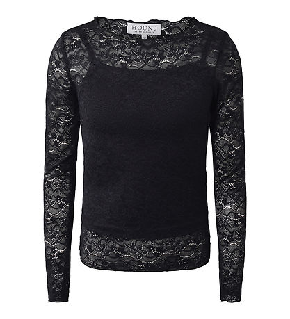 Hound Bluse - Lace Top - Blåck