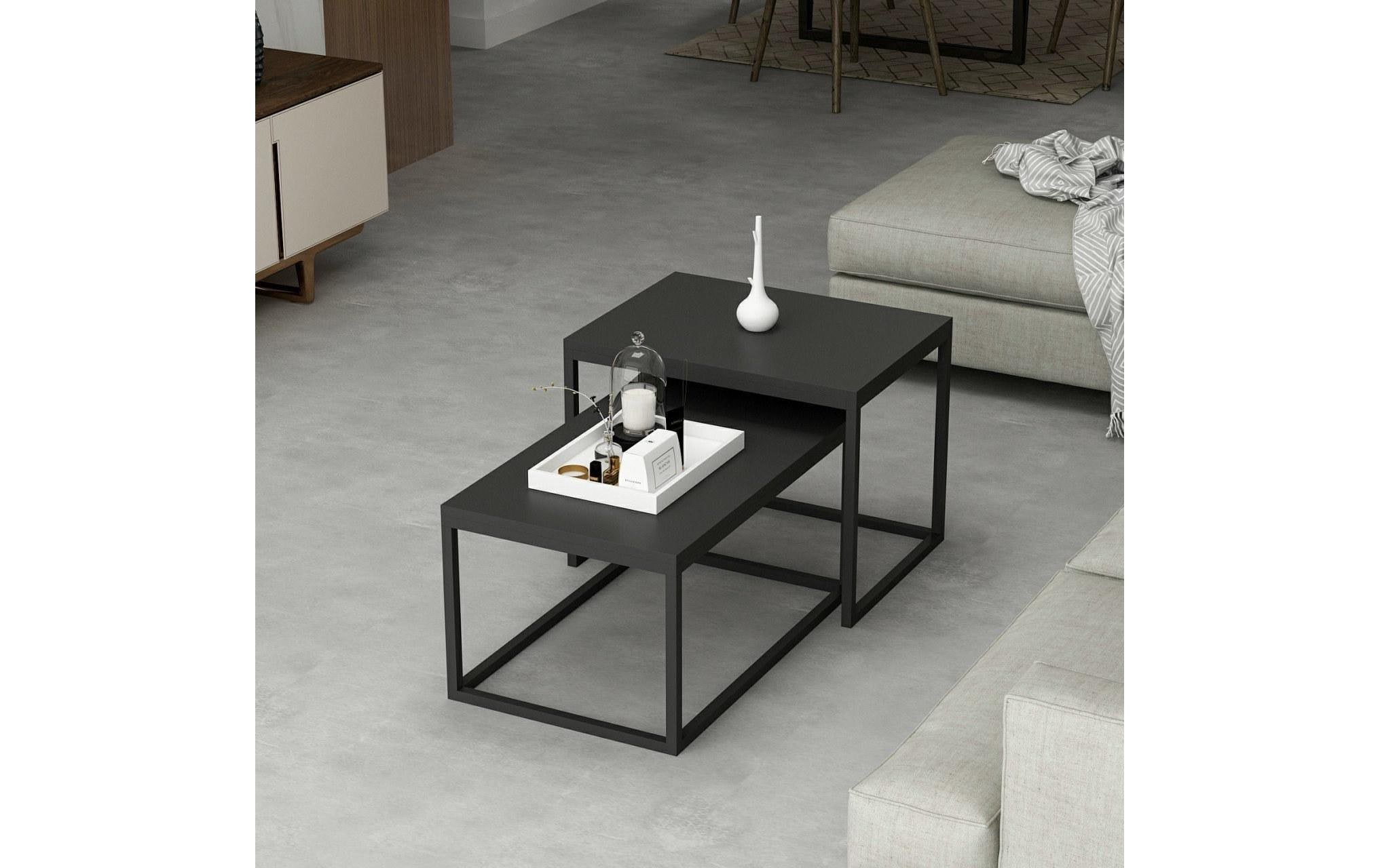 WOODY FASHION Beistelltisch »Leka 2-ert Set, Schwarz«