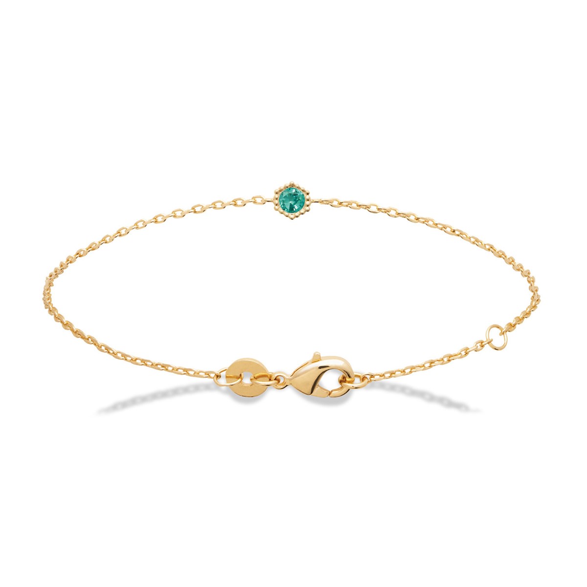 Bracelet Brillaxis solitaire vert plaqué or