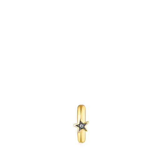 Brinco de pressão Nocturne com banho de ouro 18k sobre prata e estrela de diamante