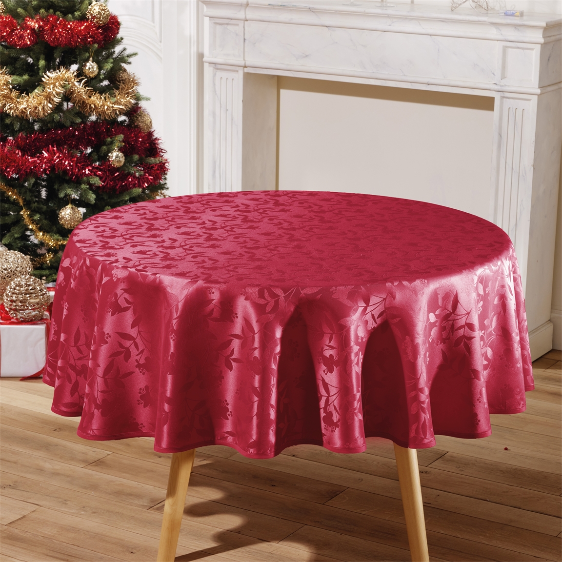 Nappe irisée ronde - Rouge (180 cm)