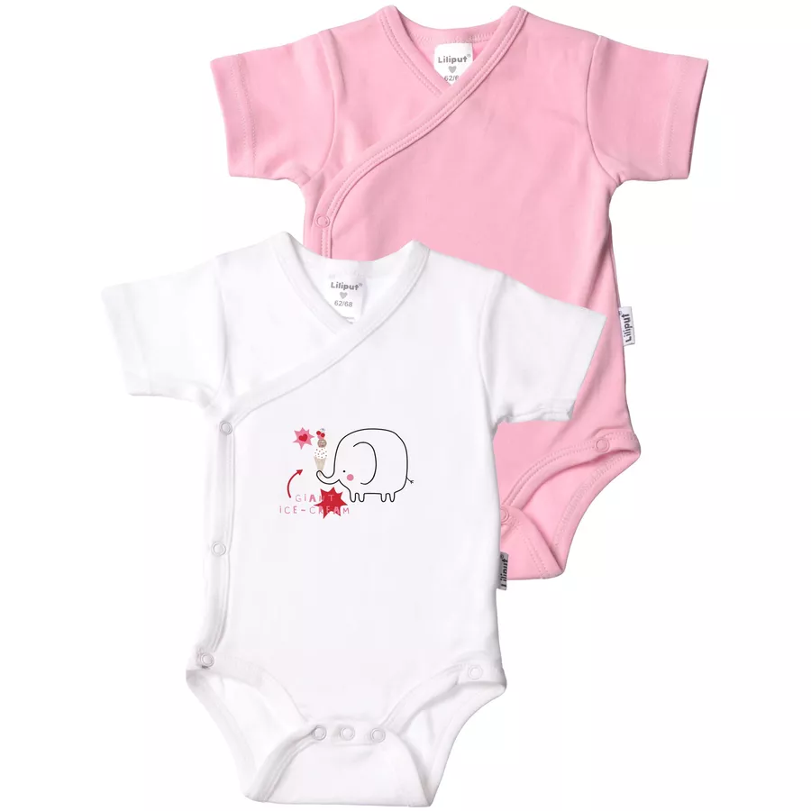 Liliput Wickelbody im 2er-Pack Elefant weißrosa