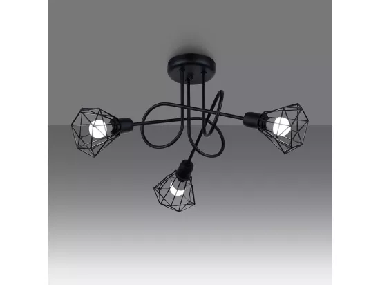 Sollux Artemis Plafonnier semi-encastré à bras multiples Noir