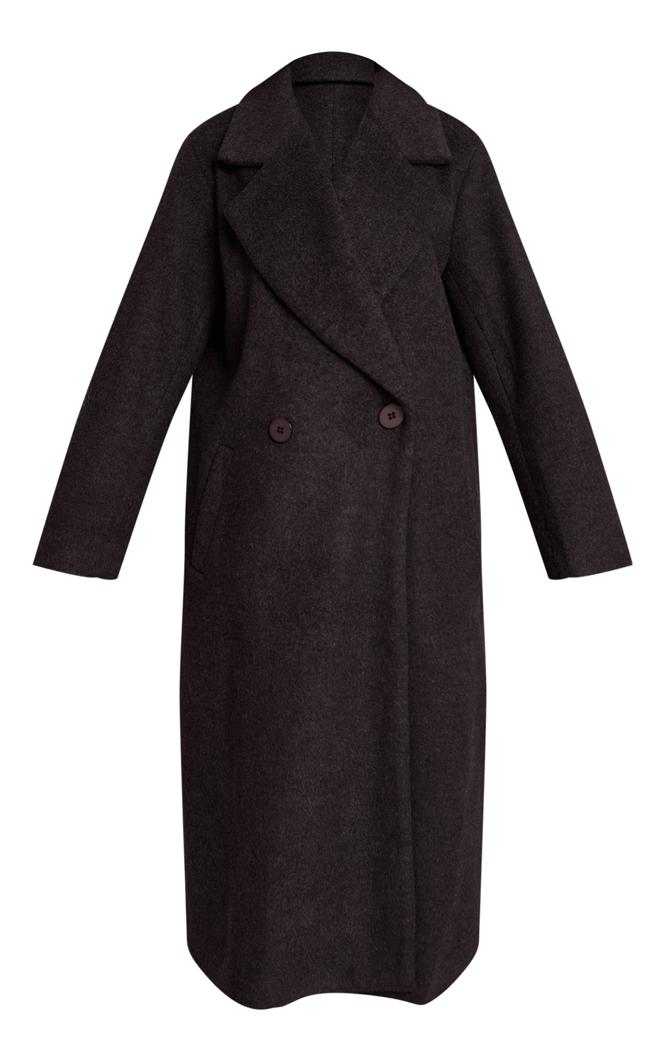 Charbon Manteau Long En Laine Brossée Petite