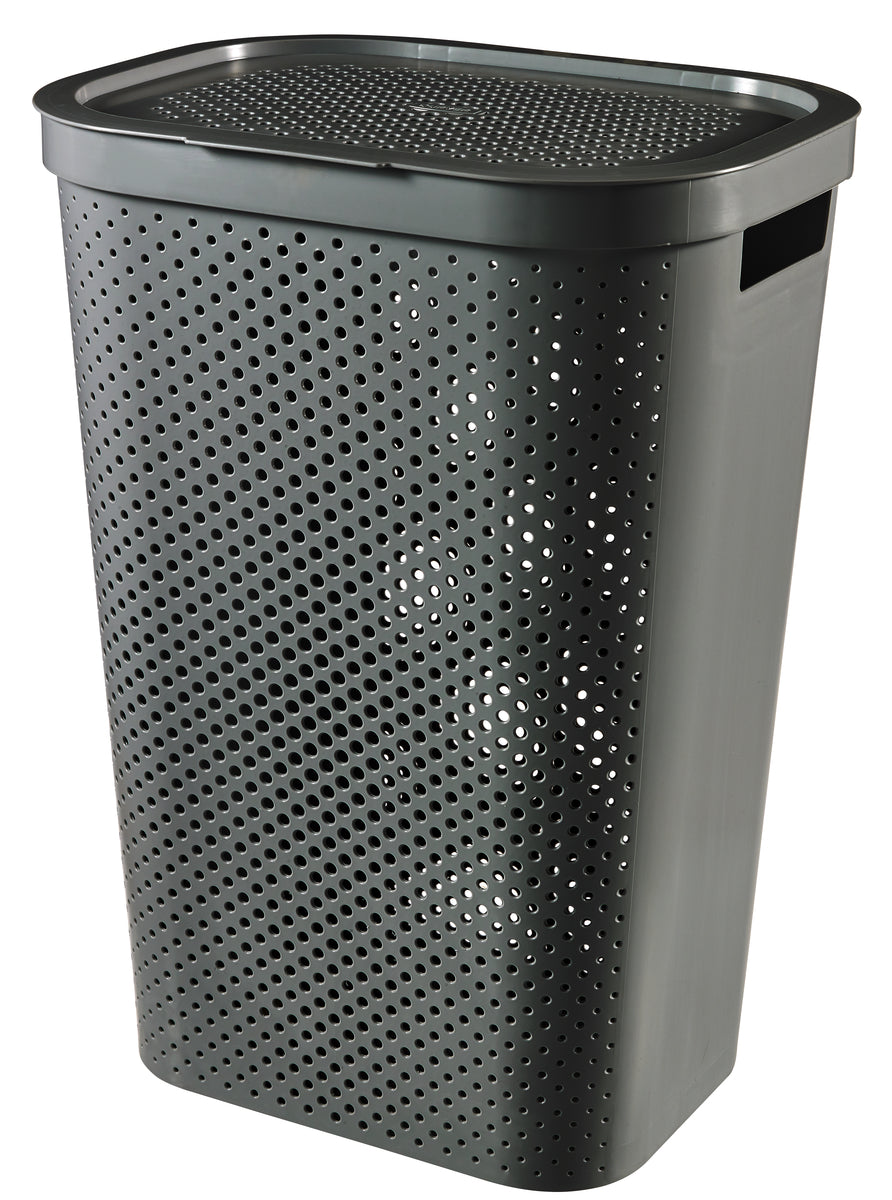 Curver Infinity Recycled Wasmand + deksel 60L - 2 stuks - Grijs