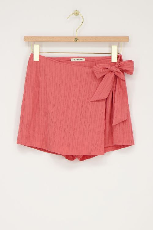 Koraal-roze skort met overslag