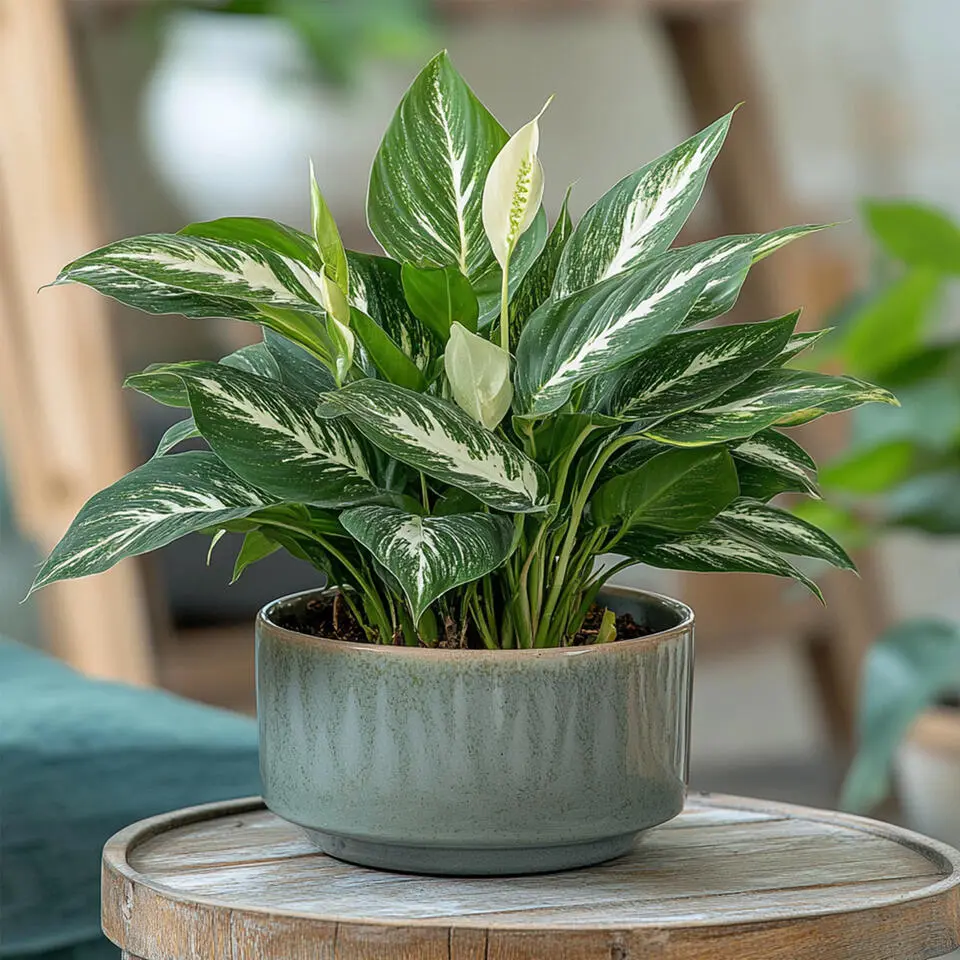 Lepelplant - Set van 2 - Spathiphyllum 'Diamond' - Hoogte 40-50cm - ⌀12cm