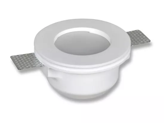 Collerette Downlight Intégration Plâtre/Pladur Ronde pour Ampoule LED GU10/GU5.3 Coupe Ø133 mm Blanc