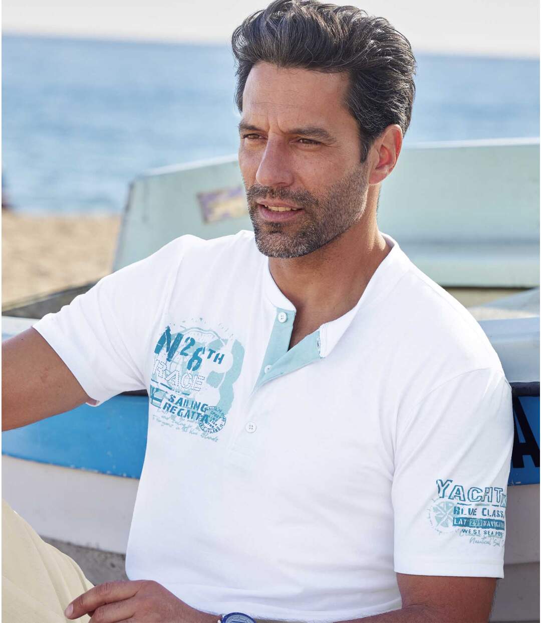 Lot de 2 Tee-Shirts Col Tunisien Nautic
