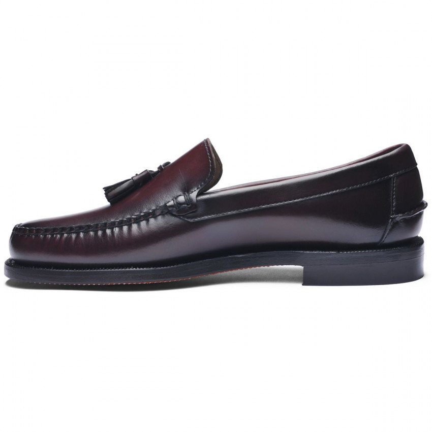 CLASSIC WILL Wide Brown Burgundy MOCASSIN-Mocassin à glands homme en cuir pleine fleur version large