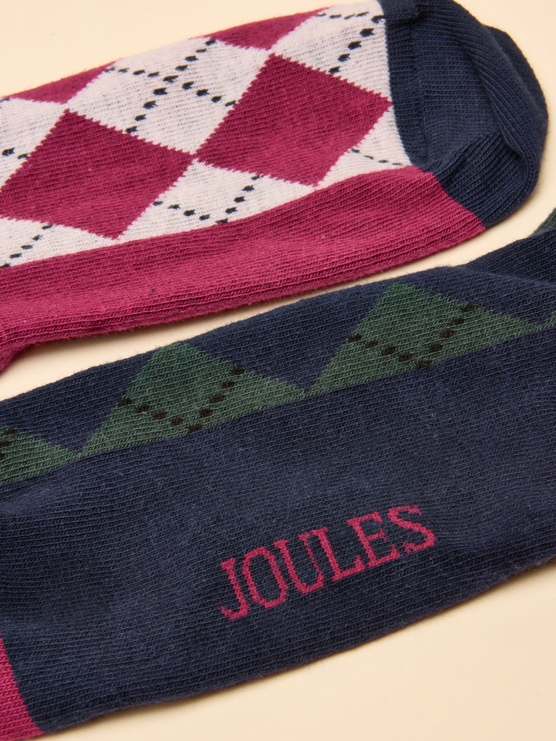 Green & Berry Argyle - Joules dames elke dag katoenen blend sokken 2 pack (maat 4-8)