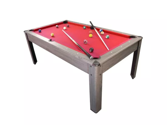 Billard Américain AMBIANCE 7Ft - 226,5 x 126,5 x 80 cm avec accessoires et plateau dînatoire - Gris