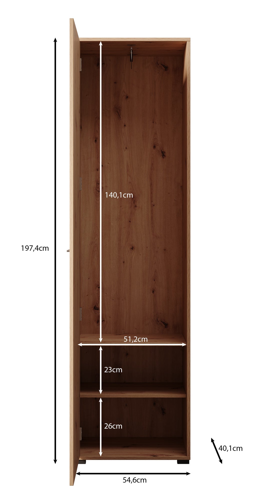 Meubella - Halkast Lobos - Eiken - 55 cm