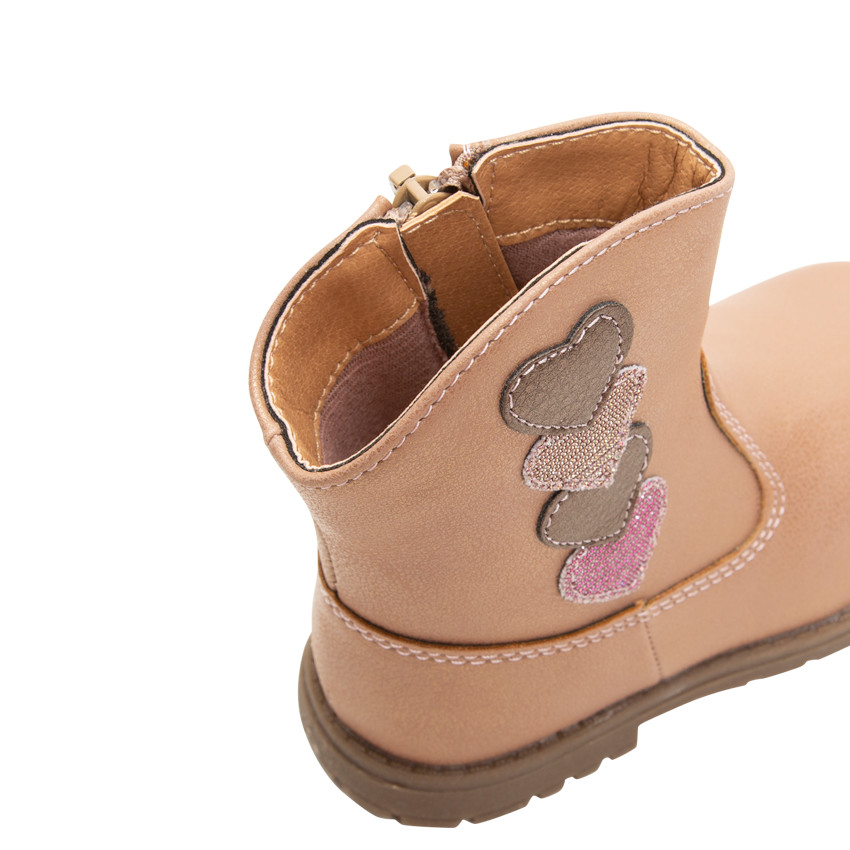 1/2 bottes effet cuir à coeurs superposés du 20 au 23