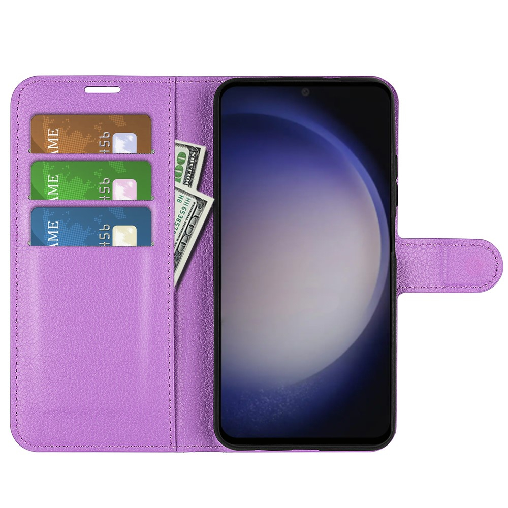 Samsung Galaxy S24 Leder Tasche Flip Cover Litchi Look - Lila